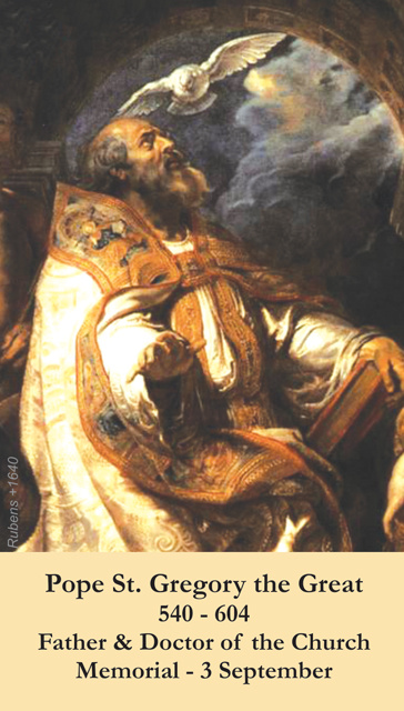 St. Gregory the Great Prayer Card-PATRON OF STUDENTS & TEACHERS